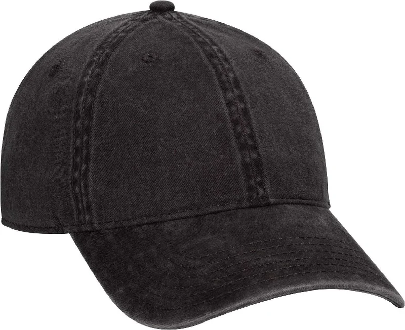 Hat With Faux Fur Lining-OTTO 18-711 Superior Washed Pigment Dyed Cotton Twill Low Profile Pro Style Cap - Black