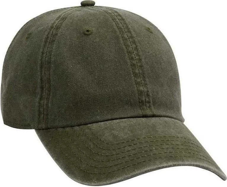 Hat With Cooling Technology-OTTO 18-711 Superior Washed Pigment Dyed Cotton Twill Low Profile Pro Style Cap - Dark Olive Green