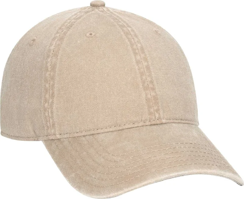 Hat With Hidden Pocket-OTTO 18-711 Superior Washed Pigment Dyed Cotton Twill Low Profile Pro Style Cap - Khaki