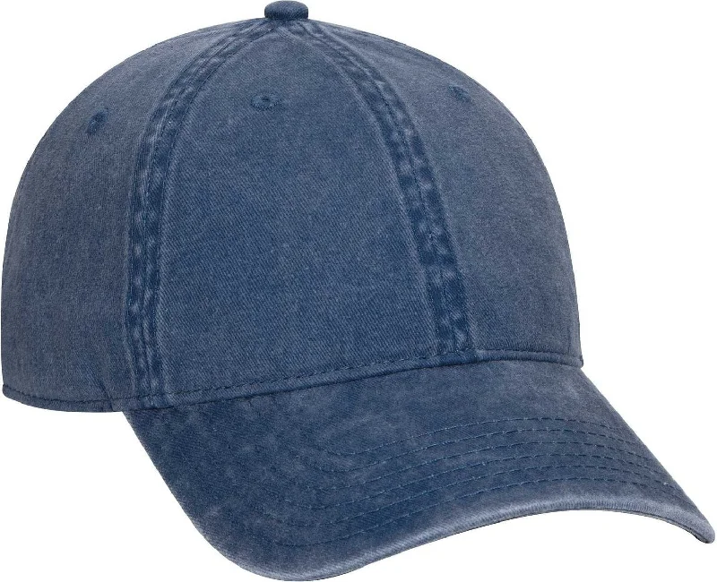 Hat With Built-in Headphones-OTTO 18-711 Superior Washed Pigment Dyed Cotton Twill Low Profile Pro Style Cap - Navy