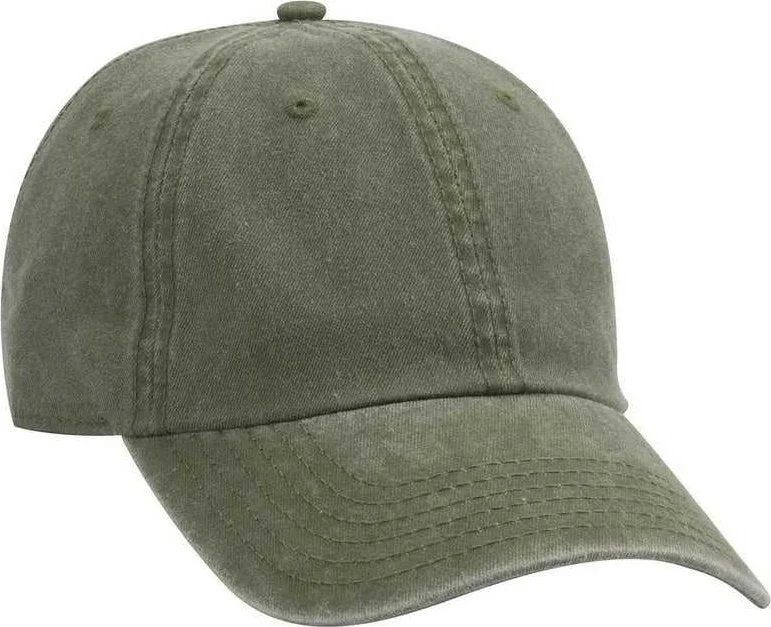 Hat With Bluetooth Speakers-OTTO 18-711 Superior Washed Pigment Dyed Cotton Twill Low Profile Pro Style Cap - Olive Green