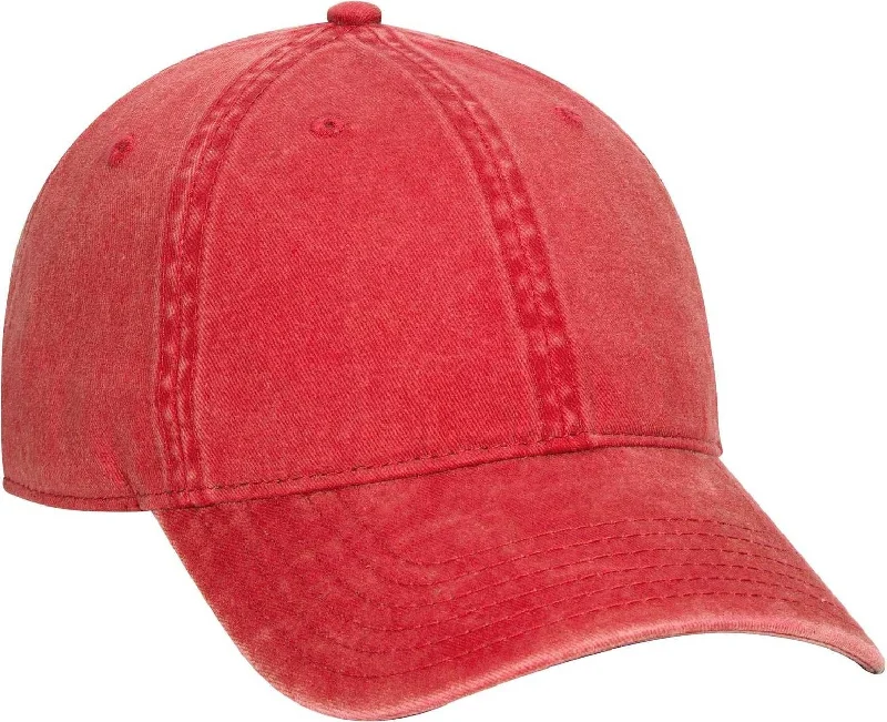 Hat With Superhero Themes-OTTO 18-711 Superior Washed Pigment Dyed Cotton Twill Low Profile Pro Style Cap - Red