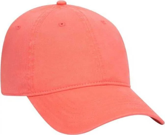 Hat With Sports Team Logo-OTTO 18-772 Superior Garment Washed Cotton Twill Low Profile Pro Style Cap - Coral