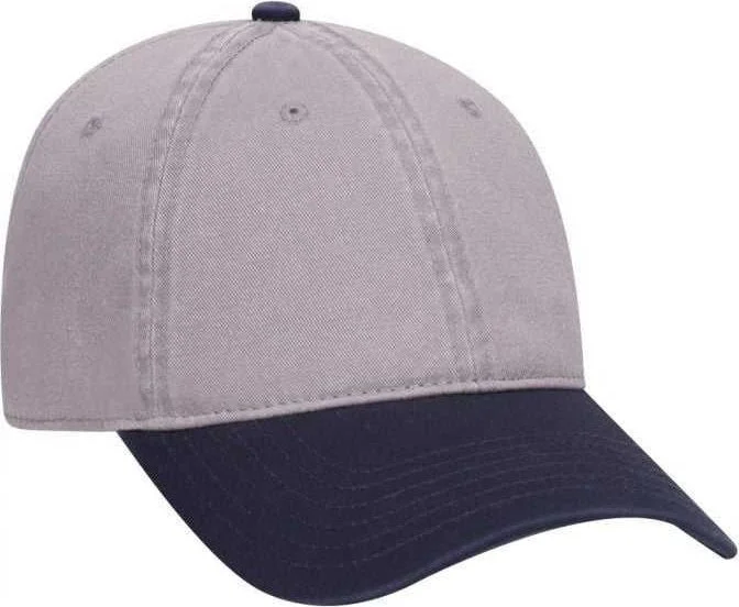 Hat With Quick-Dry Fabric-OTTO 18-772 Superior Garment Washed Cotton Twill Low Profile Pro Style Cap - Navy Gray