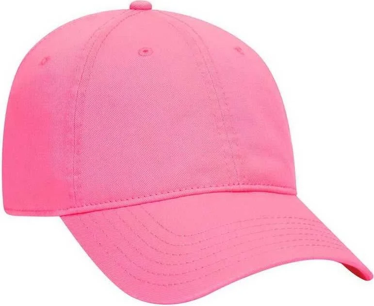 Hat With Breathable Fabric-OTTO 18-772 Superior Garment Washed Cotton Twill Low Profile Pro Style Cap - Neon Pink