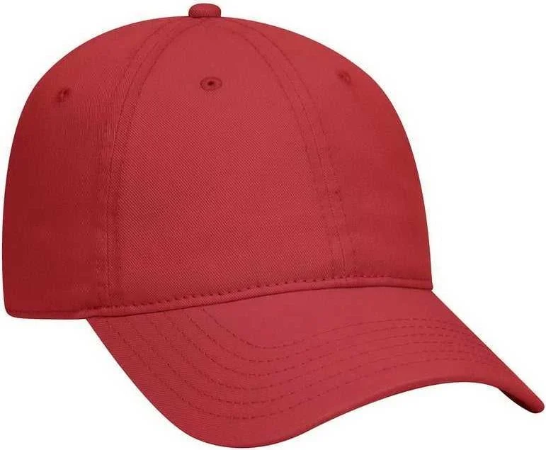 Hat With Face Shield-OTTO 18-772 Superior Garment Washed Cotton Twill Low Profile Pro Style Cap - Red