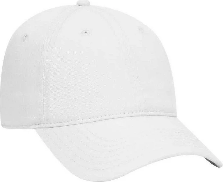 Hat With Elastic Band-OTTO 18-772 Superior Garment Washed Cotton Twill Low Profile Pro Style Cap - White