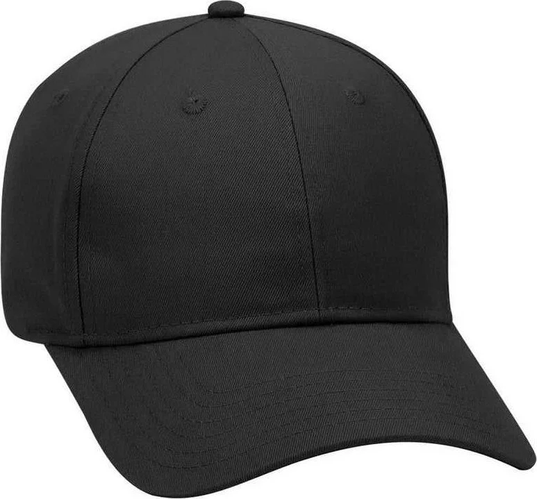 Hat With Adjustable Strap-OTTO 19-028 Brushed Cotton Twill Low Profile Pro Style Structured Firm Front Panel Cap - Black