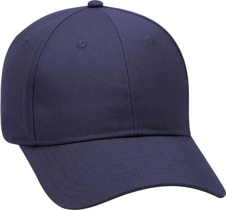 Hat With Short Brim-OTTO 19-028 Brushed Cotton Twill Low Profile Pro Style Structured Firm Front Panel Cap - Navy