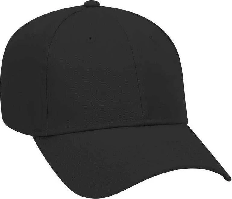 Hat With Wide Brim-OTTO 19-061 Cotton Twill Low Profile Pro Style Cap with Fabric Adjustable Hook - Black