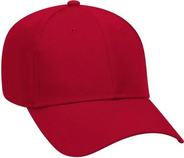 Hat For Punk Style-OTTO 19-061 Cotton Twill Low Profile Pro Style Cap with Fabric Adjustable Hook - Red