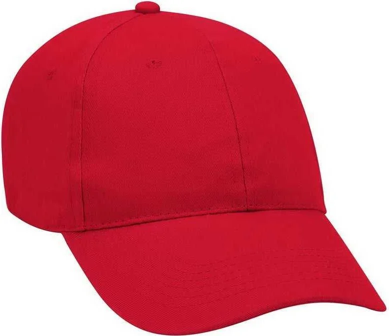 Hat With Striped Pattern-OTTO 19-1109 Brushed Promo Cotton Twill 6 Panel Low Profile Baseball Cap - Red