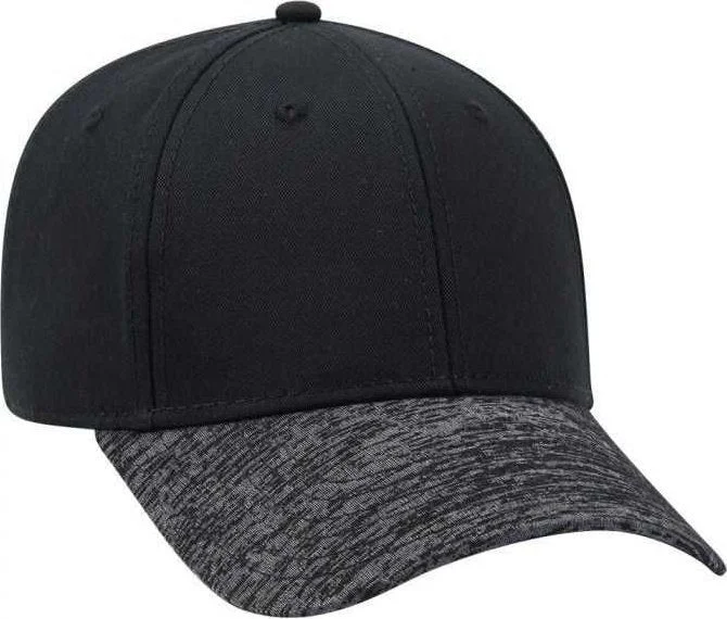 Hat With Anime Designs-OTTO 19-1232A 6 Panel Low Profile Baseball Cap - Heather Black Black