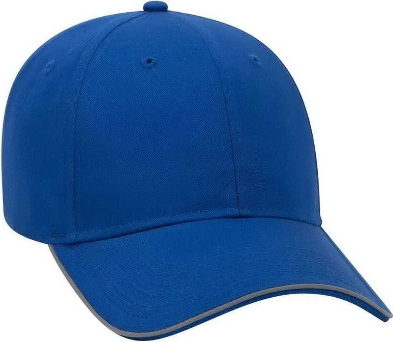 Hat With Breathable Fabric-OTTO 19-1261 6 Panel Low Profil Reflective Piping Design Cotton Twill Cap - Royal