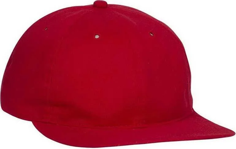 Hat For Vintage Outfits-OTTO 24-032 Brushed Cotton Twill Soft Visor Low Profile Pro Style Seamed Front Panel Cap - Red