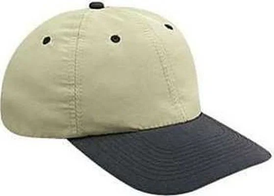 Hat For Punk Style-OTTO 24-106 Polyester Microfiber Soft Visor Low Profile Pro Style Cap with 6 Embroidered Eyelets - Black Khaki