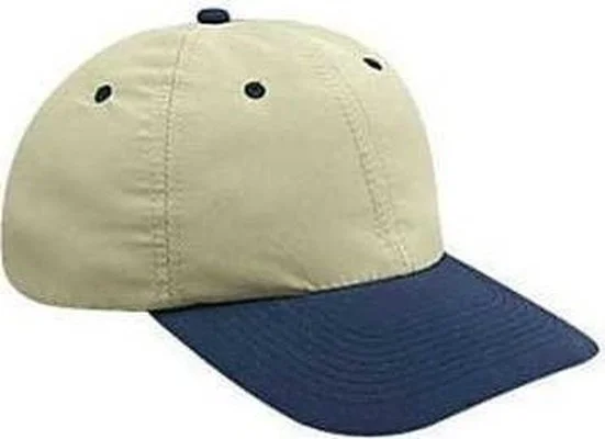 Hat For Streetwear-OTTO 24-106 Polyester Microfiber Soft Visor Low Profile Pro Style Cap with 6 Embroidered Eyelets - Navy Khaki