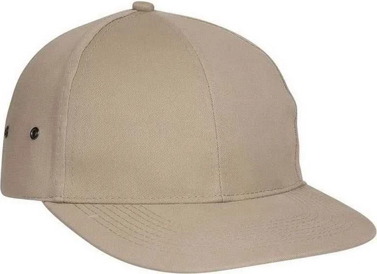 Hat With Embroidery-OTTO 26-030 6 Panel Low Profile Baseball Cap - Khaki