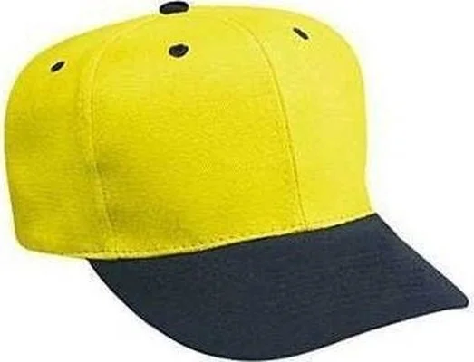 Hat For Business Casual-OTTO 27-008 Brushed Bull Denim Pro Style Cap with Fabric Adjustable Strap - Black Yellow