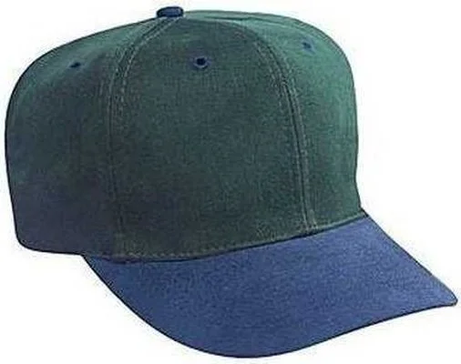 Hat For Outdoor Events-OTTO 27-008 Brushed Bull Denim Pro Style Cap with Fabric Adjustable Strap - Navy Dark Green