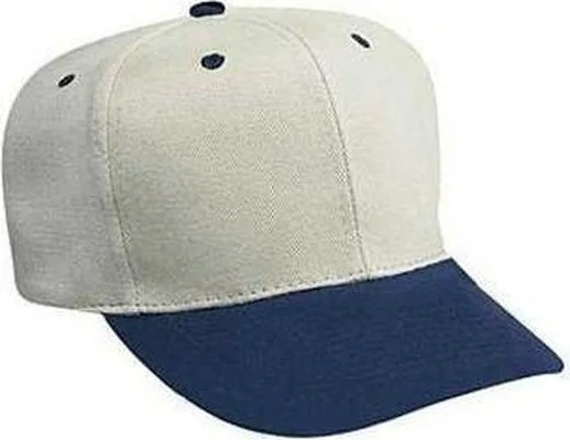 Hat For Concerts-OTTO 27-008 Brushed Bull Denim Pro Style Cap with Fabric Adjustable Strap - Navy Satin Gray