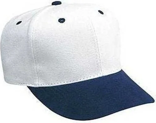 Hat For Festivals-OTTO 27-008 Brushed Bull Denim Pro Style Cap with Fabric Adjustable Strap - Navy White