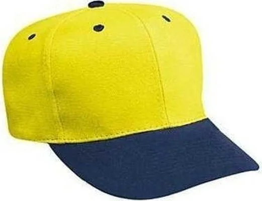 Hat For Safari-OTTO 27-008 Brushed Bull Denim Pro Style Cap with Fabric Adjustable Strap - Navy Yellow