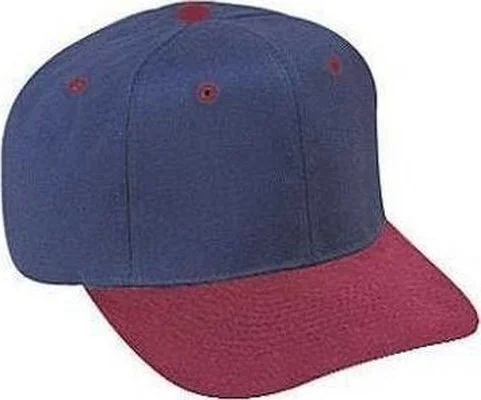 Hat For Cruise-OTTO 27-015 Brushed Cotton Twill Pro Style Structured Firm Front Panel Cap - Burgandy Maroon Navy