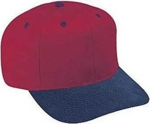 Hat For Beach-OTTO 27-015 Brushed Cotton Twill Pro Style Structured Firm Front Panel Cap - Navy Burgandy Maroon