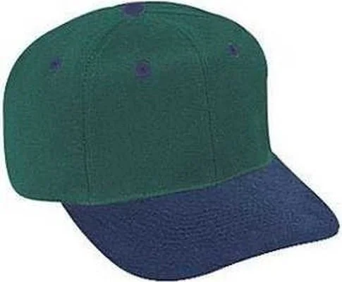 Hat For Travel-OTTO 27-015 Brushed Cotton Twill Pro Style Structured Firm Front Panel Cap - Navy Dark Green