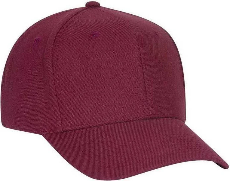 Hat For Snowboarding-OTTO 27-650 Wool Blend Structured Firm Front Panel Pro Style Cap - Burgandy Maroon