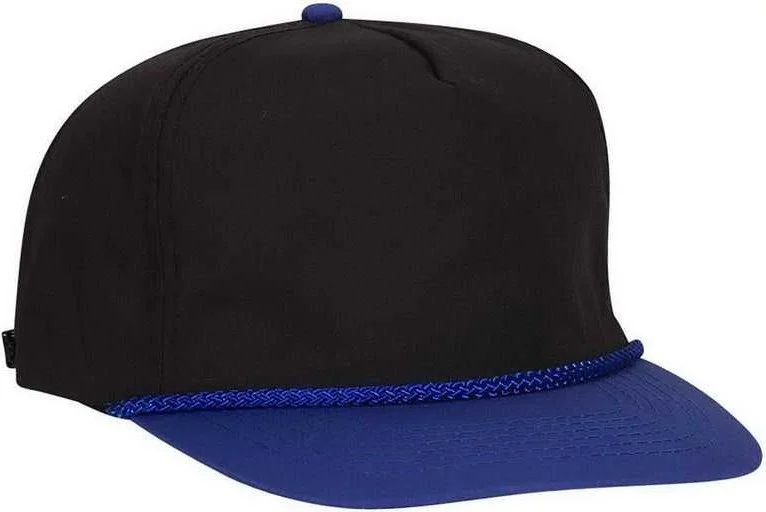 Hat For Basketball-OTTO 37-143 Poplin High Crown Golf Style Cap - Royal Black