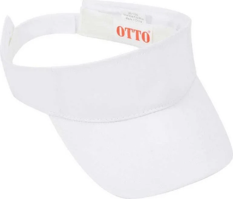 Hat For Tennis-OTTO 60-1105 Promo Cotton Blend Twill Sun Visor - White