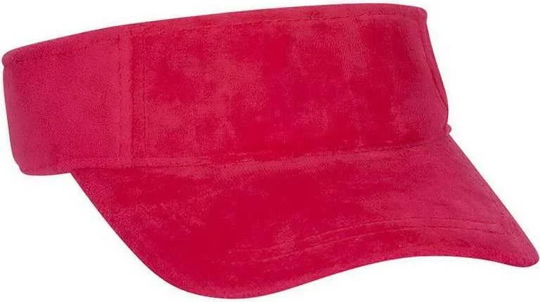 Hat For Golf-OTTO 60-446 Superior 100% Cotton Terry Cloth Pro Stitch Sun Visors - Cherry Red