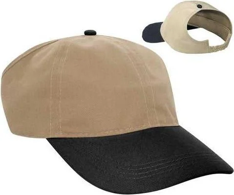 Hat For Hiking-OTTO 69-291 Brushed Cotton Twill Ponytail Low Profile Pro Style Soft Crown Cap - Black Khaki