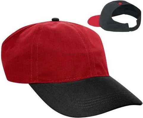 Hat For Snow-OTTO 69-291 Brushed Cotton Twill Ponytail Low Profile Pro Style Soft Crown Cap - Black Red