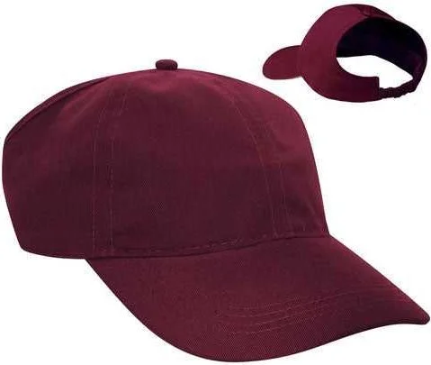 Hat For Windy Weather-OTTO 69-291 Brushed Cotton Twill Ponytail Low Profile Pro Style Soft Crown Cap - Burgandy Maroon