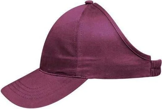 Hat For Winter-OTTO 69-291 Brushed Cotton Twill Ponytail Low Profile Pro Style Soft Crown Cap - Maroon