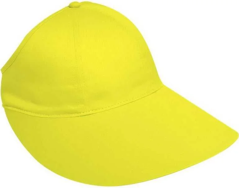 Hat With Windproof Fabric-OTTO 69-600 4 Panel Ponytail Extra Large Visor Cap - Neon Yellow