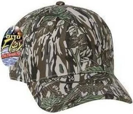 Hat With Designer Brand-OTTO 77-379 Stretchable Camouflage Cotton Twill Low Profile Pro Style Cap - Gray Dark Green