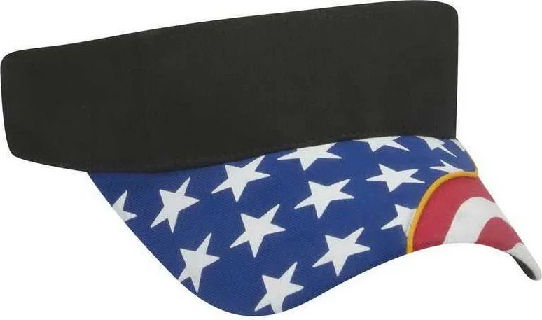 Hat With High-End Design-OTTO 81-398 US Flag with Yellow Ribbon Visor Superior Brushed Cotton Twill (Solid Colors) - Black