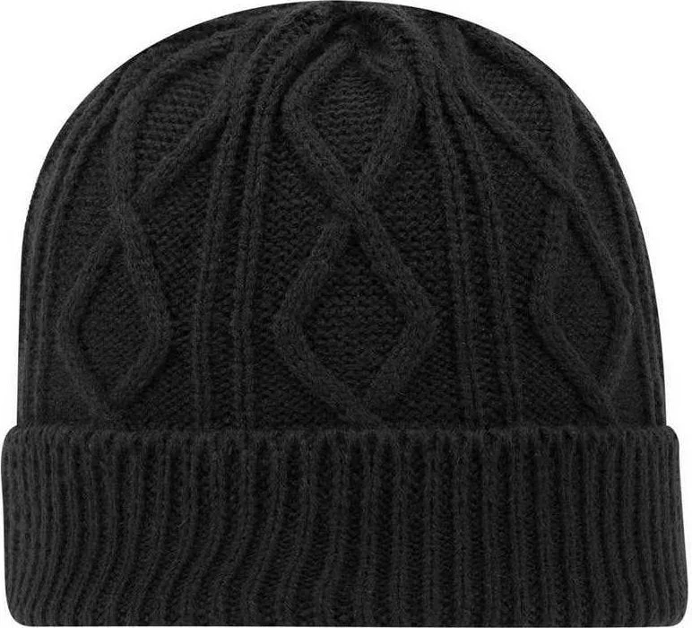 Hat With Street Fashion Style-OTTO 82-1215 100% Acrylic Cable Knit Beanie - Black