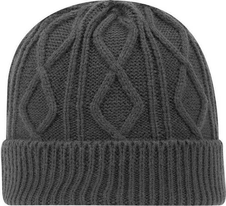 Hat With Bucket Hat Trend-OTTO 82-1215 100% Acrylic Cable Knit Beanie - Charcoal Gray