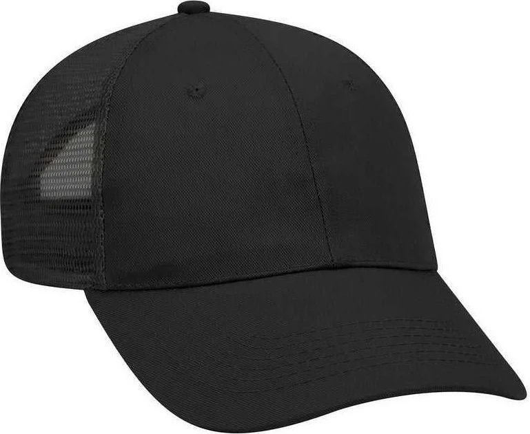 Hat With Waterproof Material-OTTO 83-1101 6 Panel Low Profile Mesh Back Trucker Cap - Black