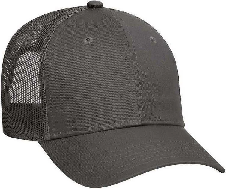 Hat For Cowboy Style-OTTO 83-473 Cotton Twill Low Profile Pro Style Mesh Back Cap with 6 Embroidered Eyelets - Charcoal Gray