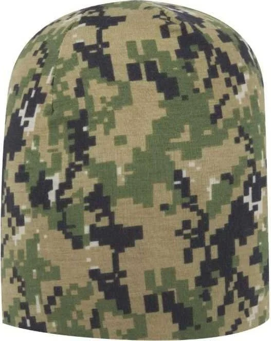 Hat With Ventilation-OTTO 91-1184 Digital Camouflage 9 1/2" Lightweight Beanie - Olive Green DarkGrn Black