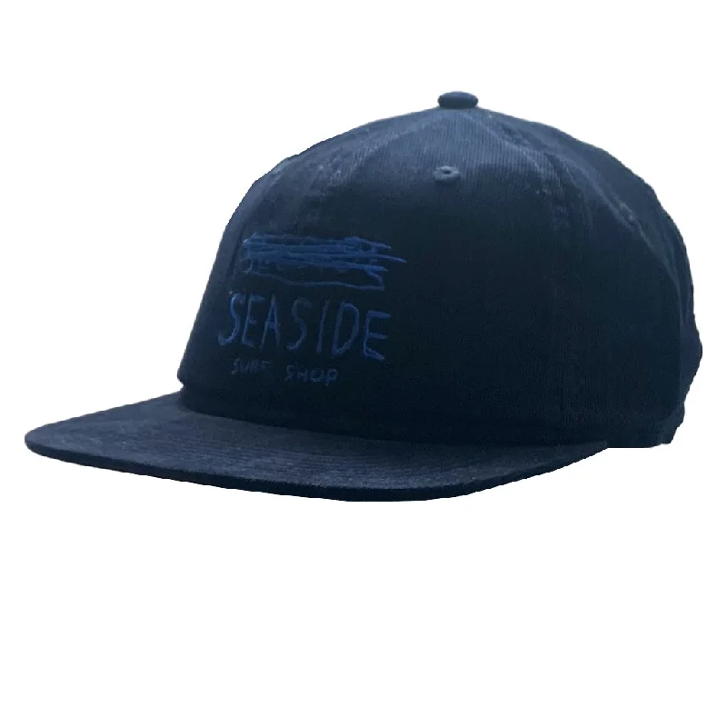 Hat With Tie-Dye Patterns-"Seeside" Surf Shop Thin Cord Hat - Navy