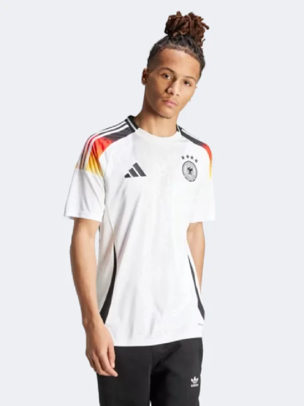 T-Shirt With Round Neck-Adidas Deutschland 24 Home Men Football T-Shirt White/Black/Yellow