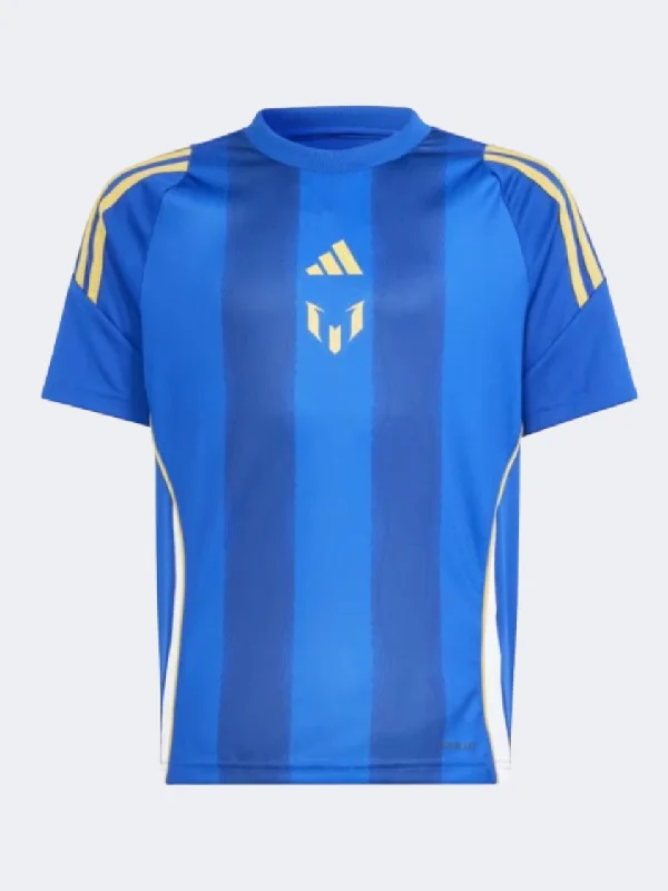 T-Shirt With Gaming Graphics-Adidas Pitch 2 Street Messi Kids Unisex Football T-Shirt Lucid Blue/Victory