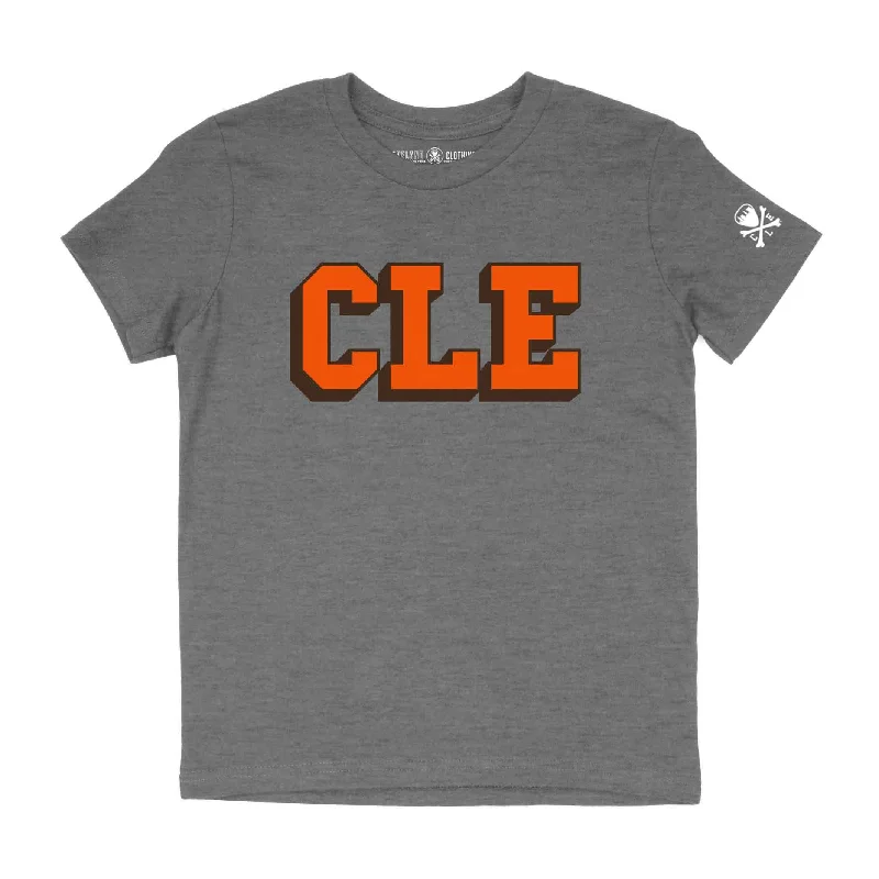 T-Shirt For Hunters-CLE College - Brown/Orange - Youth Crew T-Shirt